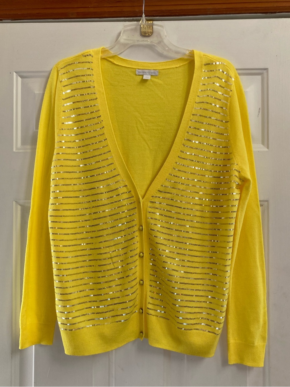 New York & Company Yellow Cardigan Sweater